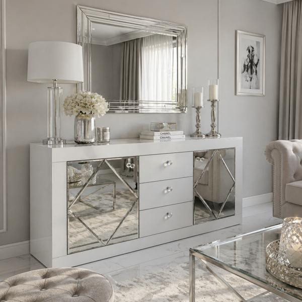 Lustrzana komoda Glamour BELLAGIO WHITE