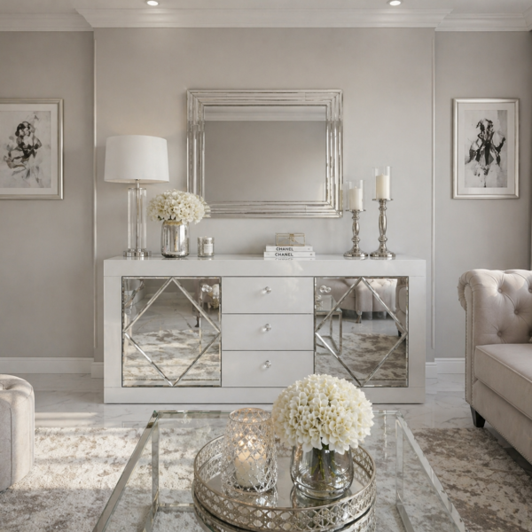 Lustrzana komoda Glamour BELLAGIO WHITE