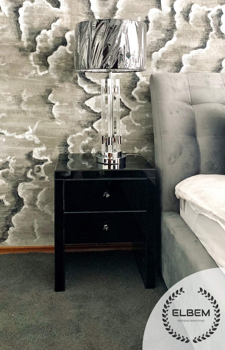 Szklana czarna szafka nocna Glamour GLAM DUO MEZZO BLACK II - obrazek 5