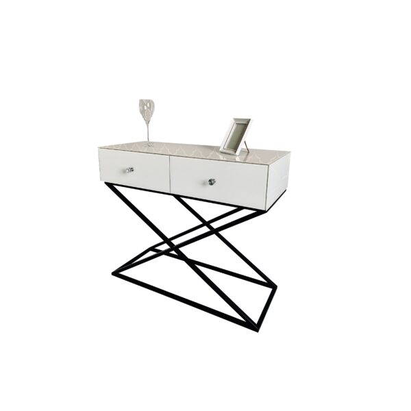 Konsola stelaż – szkło białe Glamour VELVETCONSOLE