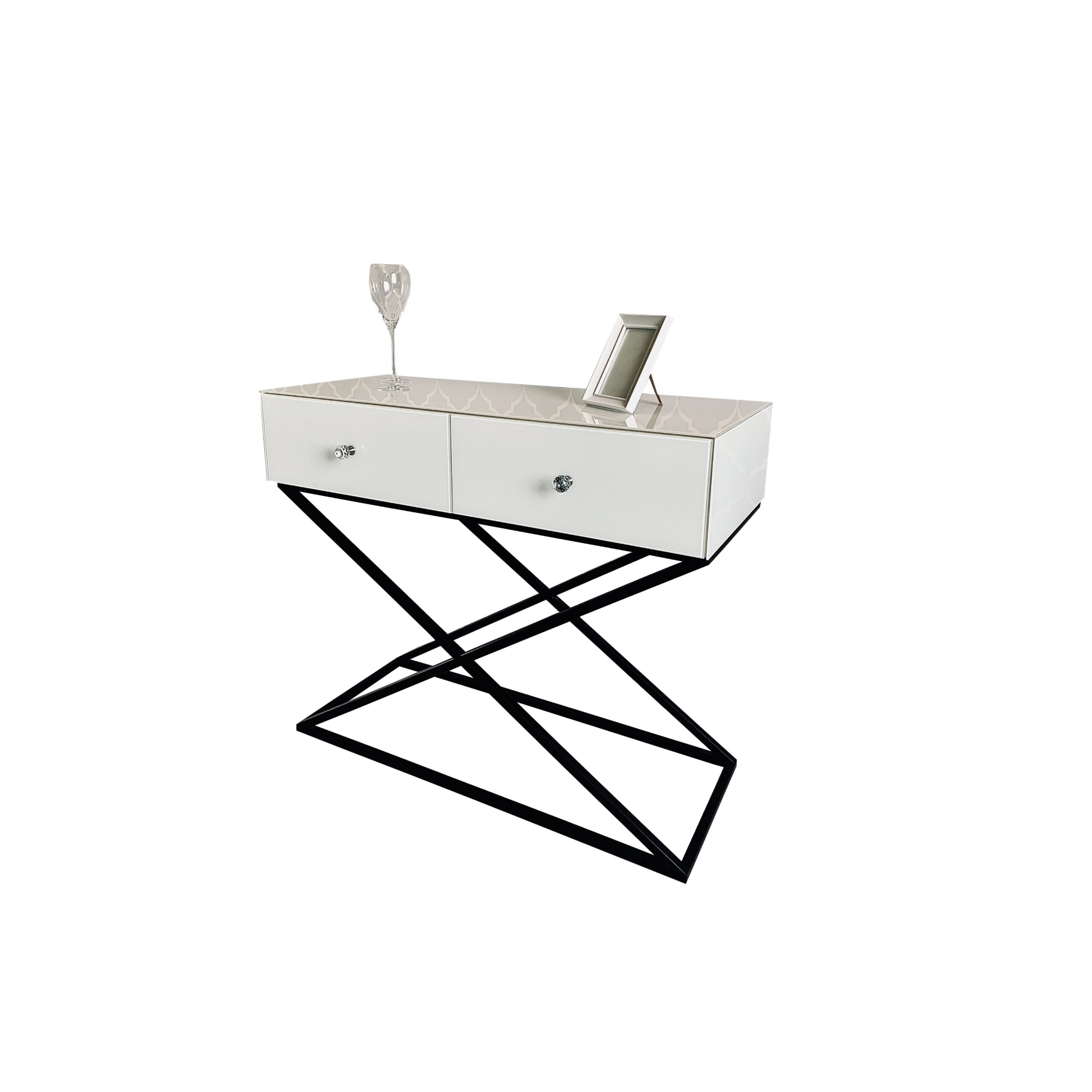 Konsola stelaż - szkło białe Glamour VELVETCONSOLE - obrazek 2