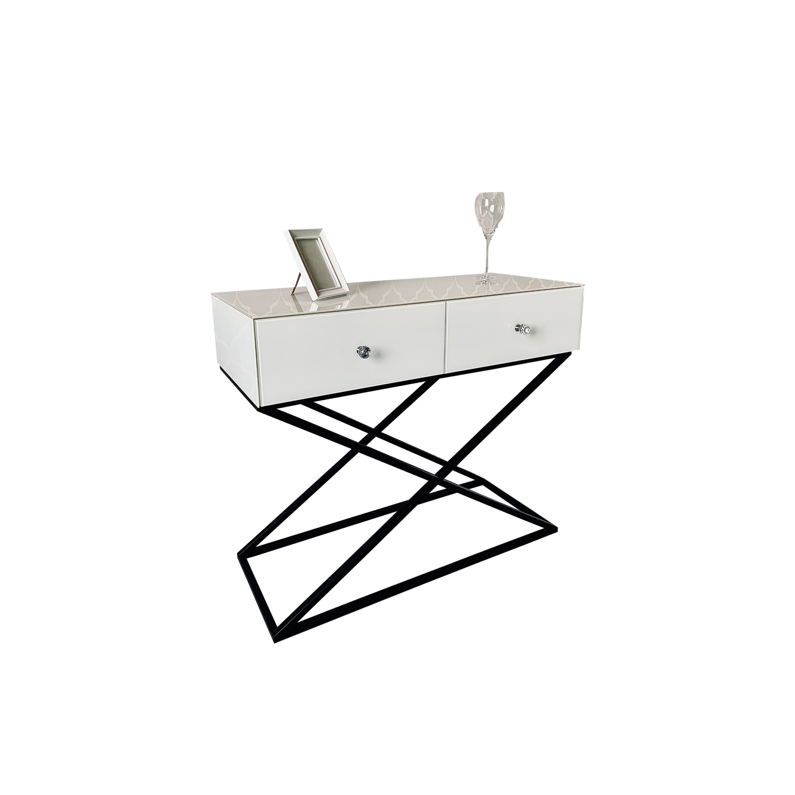 Konsola stelaż - szkło białe Glamour VELVETCONSOLE