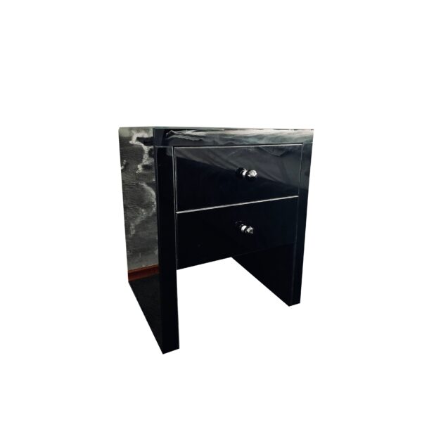 Szklana czarna szafka nocna Glamour GLAM DUO MEZZO BLACK II