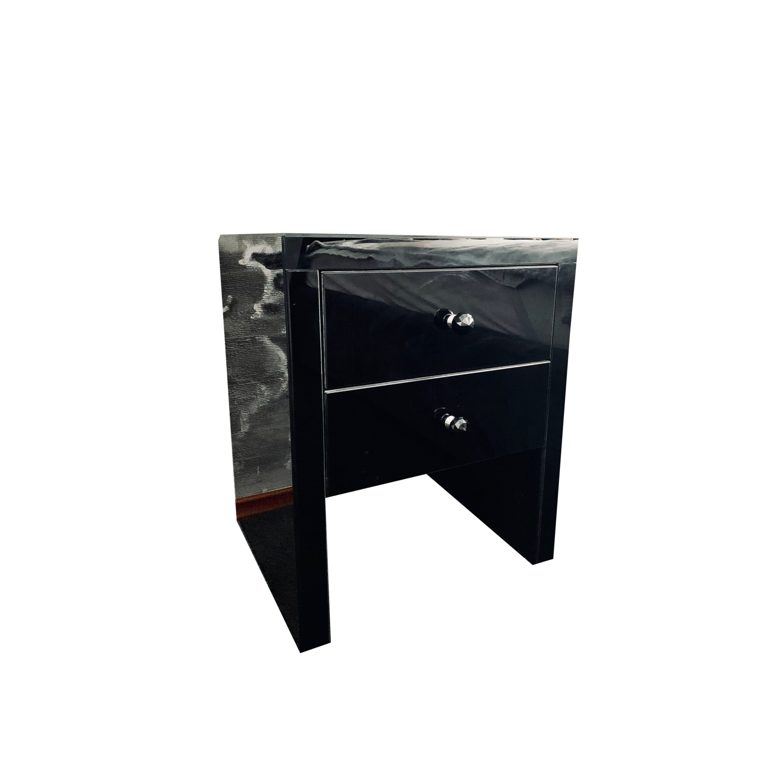 Szklana czarna szafka nocna Glamour GLAM DUO MEZZO BLACK II