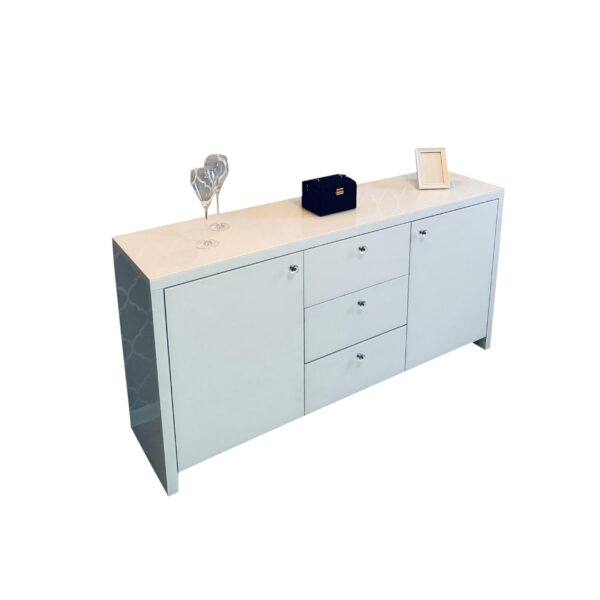 Szklana biała komoda Glamour LENA WHITE