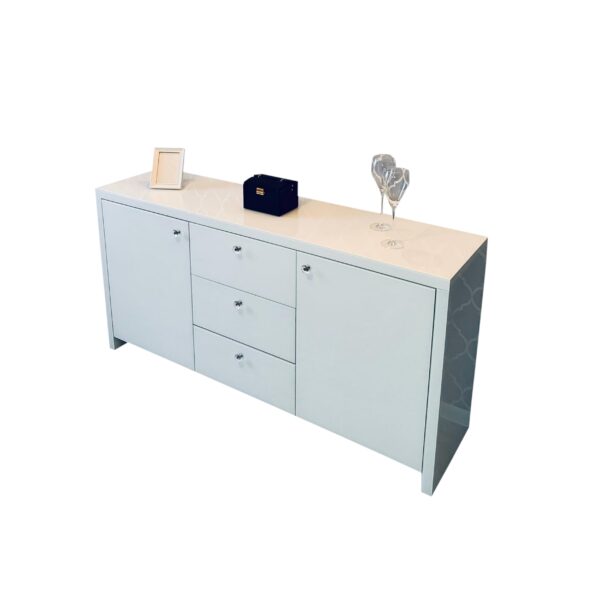 Szklana biała komoda Glamour LENA WHITE