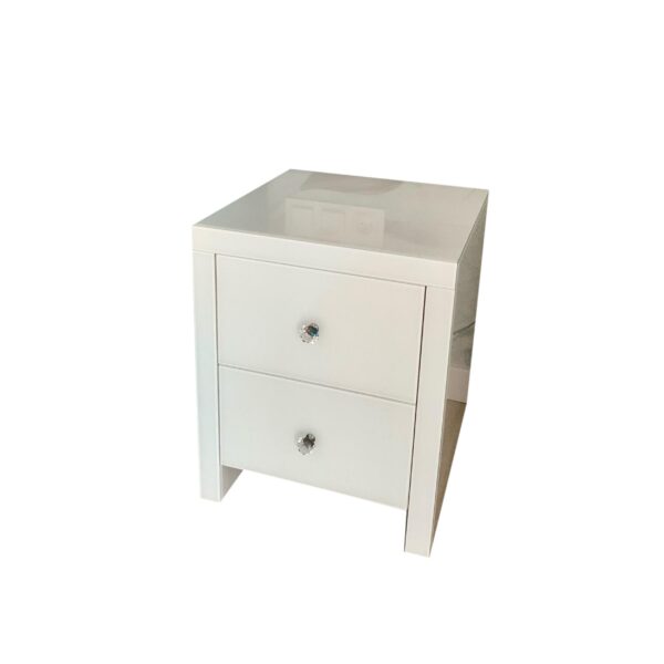 Szklana biała szafka nocna Glamour GLAM DUO WHITE MAX