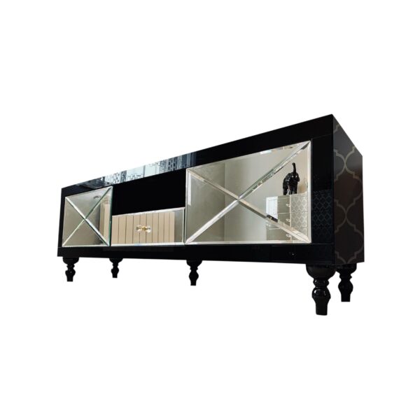 Szafka RTV GLAMOUR – CRYSTAL LUXE – Czarne szkło