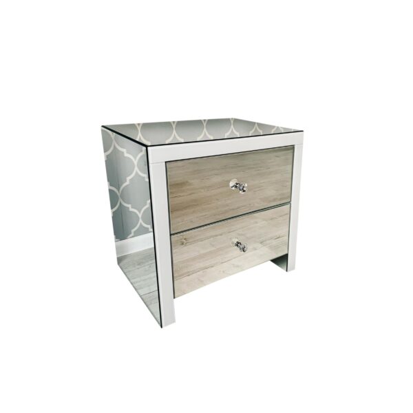 Lustrzana szafka nocna – biała ramka Glamour GLAM DUO WHITE