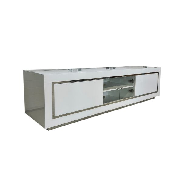 Szafka RTV GLAMOUR – LUXE GLOW – Białe szkło