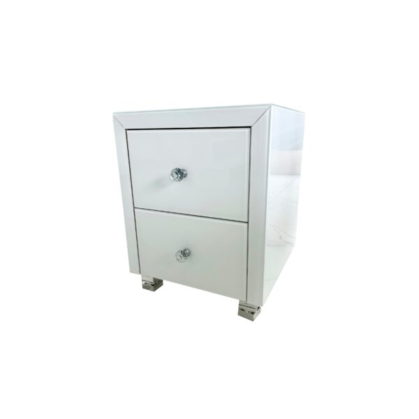 Szklana biała szafka nocna Glamour GLAM DUO WHITE MAX II