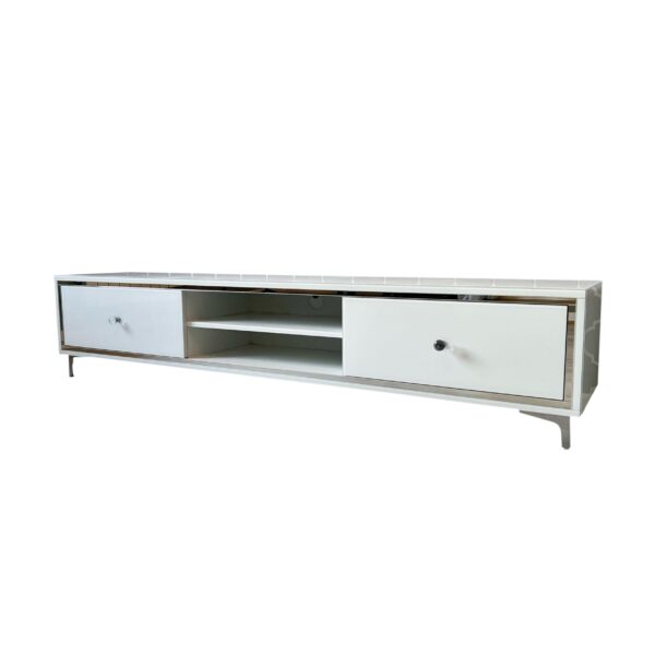 SZAFKA RTV GLAMOUR – HAVEN PLUS – Białe szkło