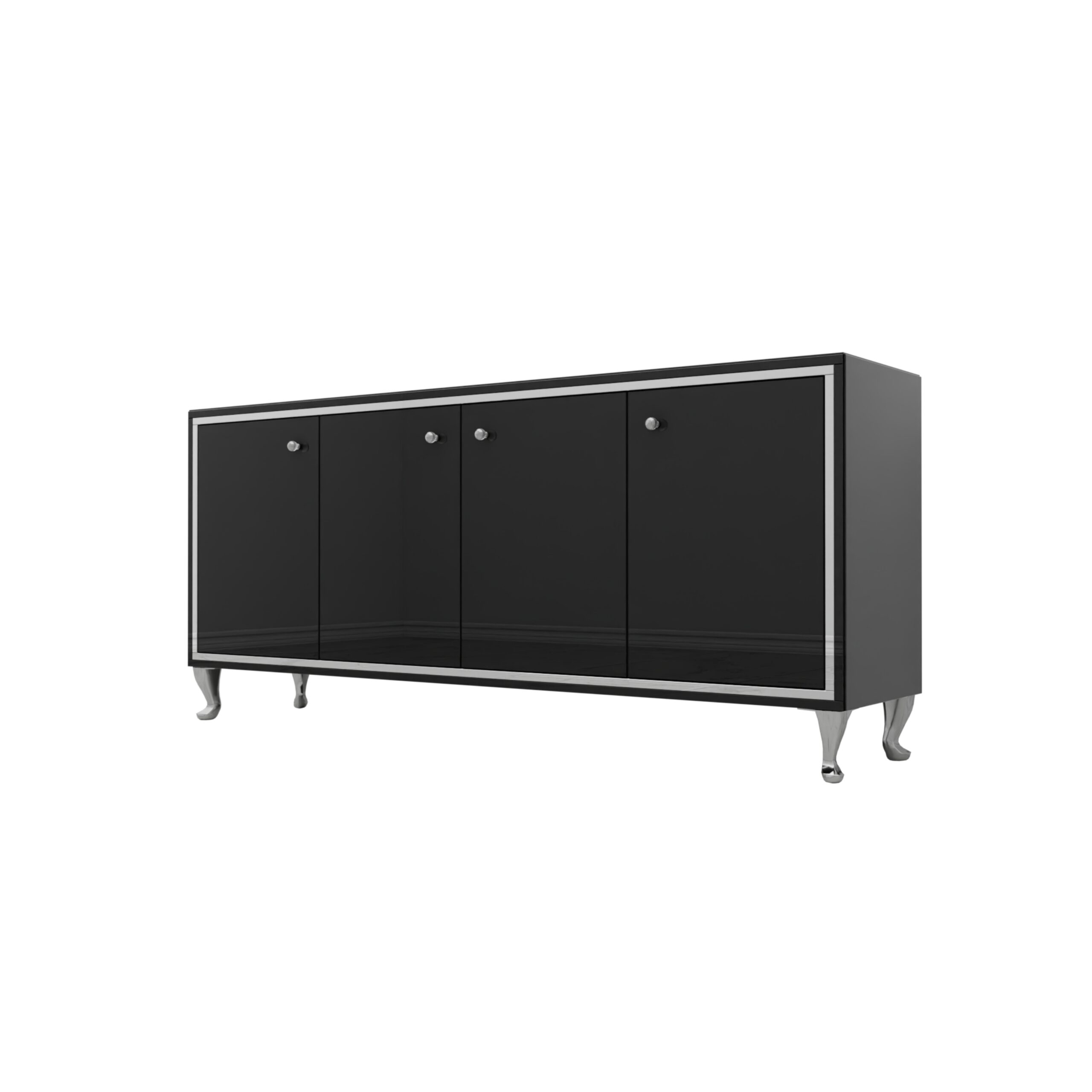 Szklana czarna komoda - lustrzana ramka Glamour NERO SILVER - obrazek 2