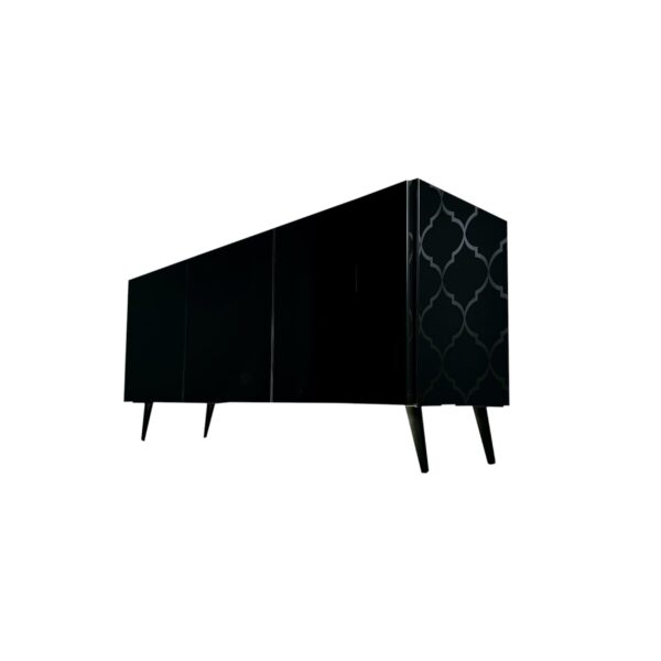 Szafka RTV GLAMOUR – BLACK ROYAL – Czarne szkło