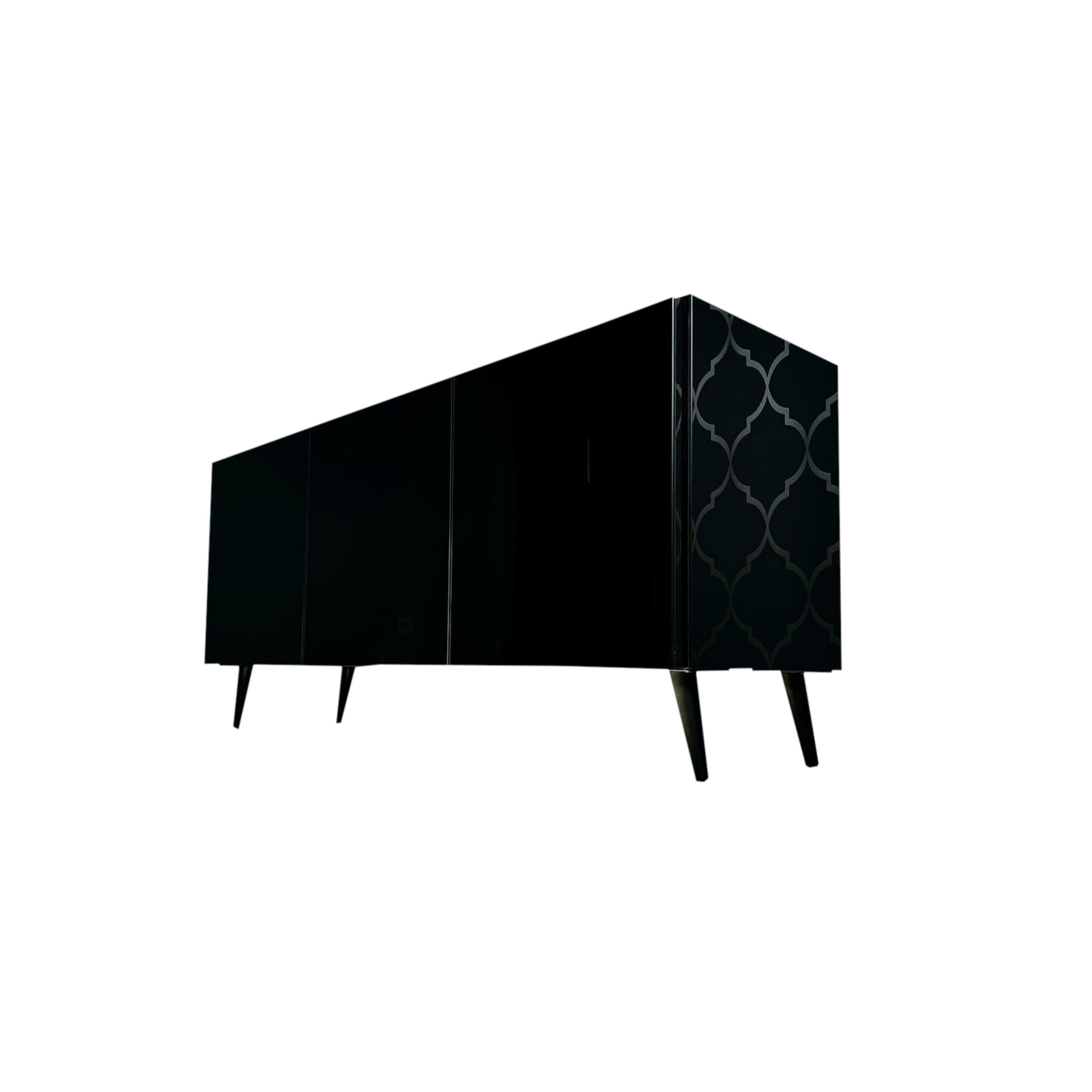 Szafka RTV GLAMOUR - BLACK ROYAL - Czarne szkło - obrazek 2