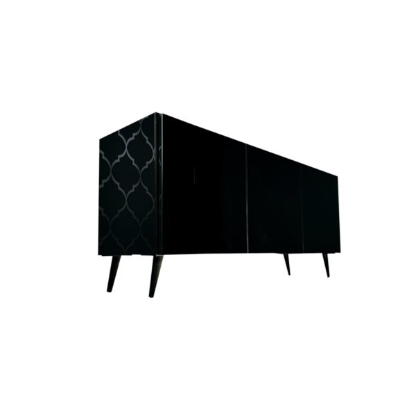 Szafka RTV GLAMOUR – BLACK ROYAL – Czarne szkło