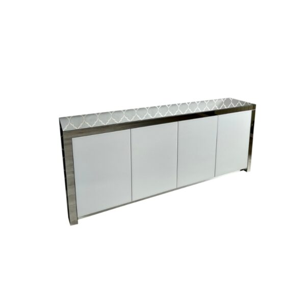 Lustrzana komoda – białe szklane fronty Glamour LUCE