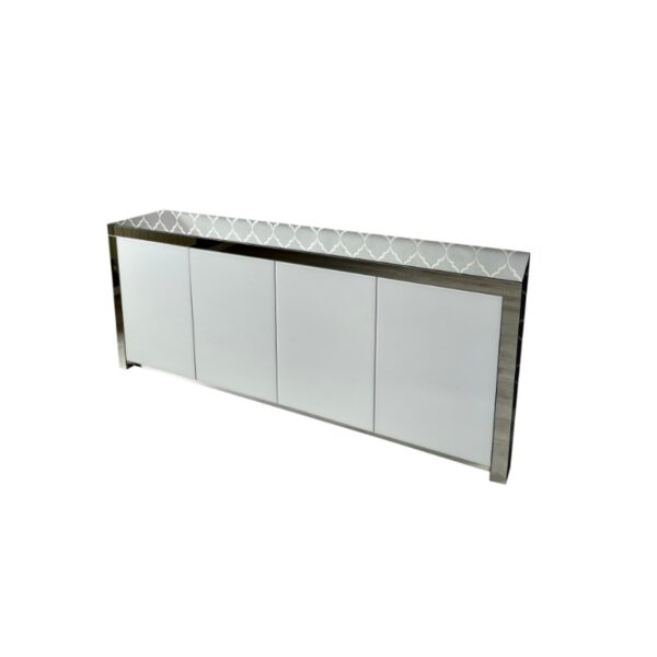 Lustrzana komoda – białe szklane fronty Glamour LUCE