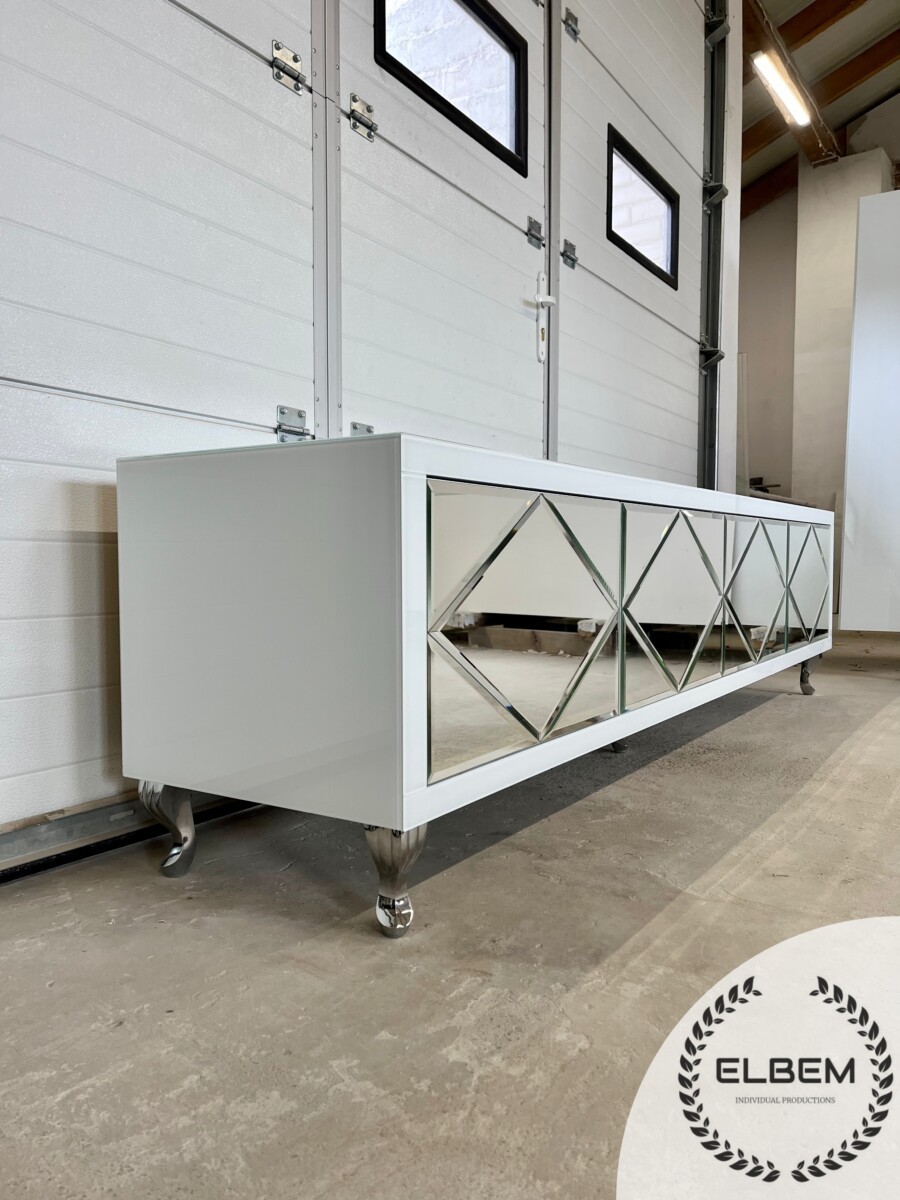 SZAFKA RTV GLAMOUR – OPAL ESSENCE – Białe szkło - obrazek 6