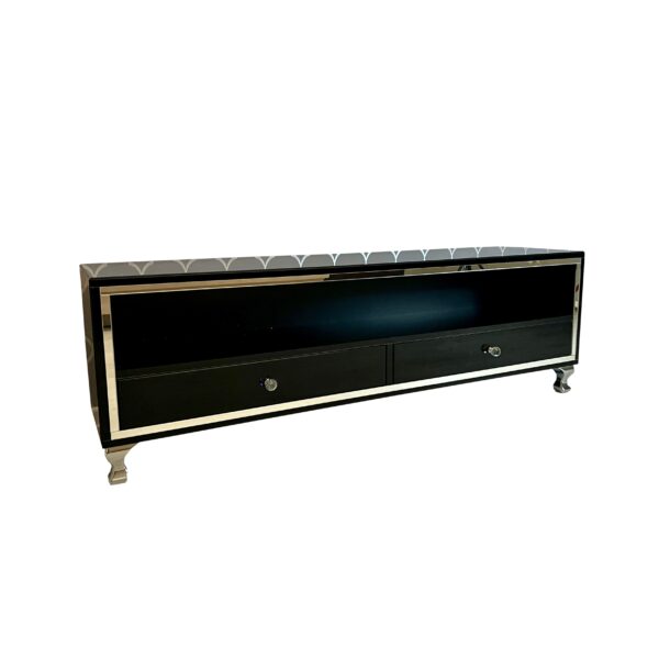 Szafka RTV GLAMOUR – HAVEN PLUS II – Czarne szkło