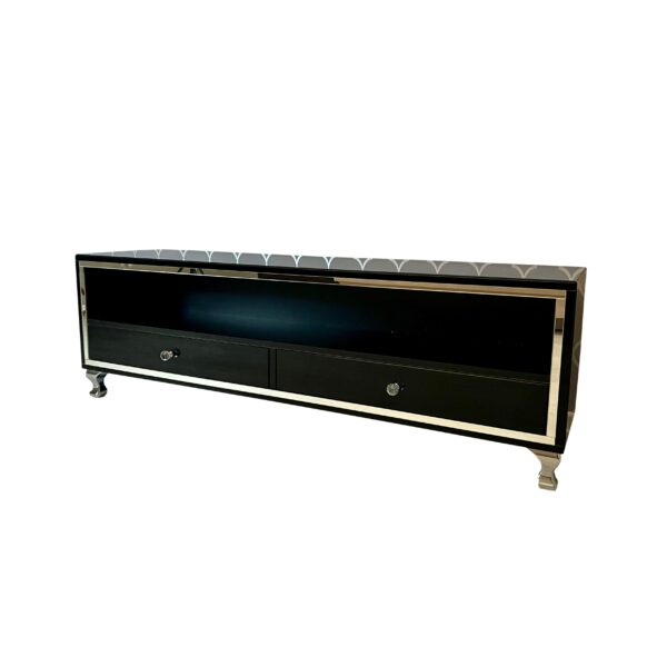 Szafka RTV GLAMOUR – HAVEN PLUS II – Czarne szkło