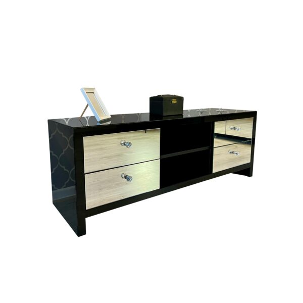 Szafka RTV GLAMOUR – GLAM PALACE II – Czarne szkło
