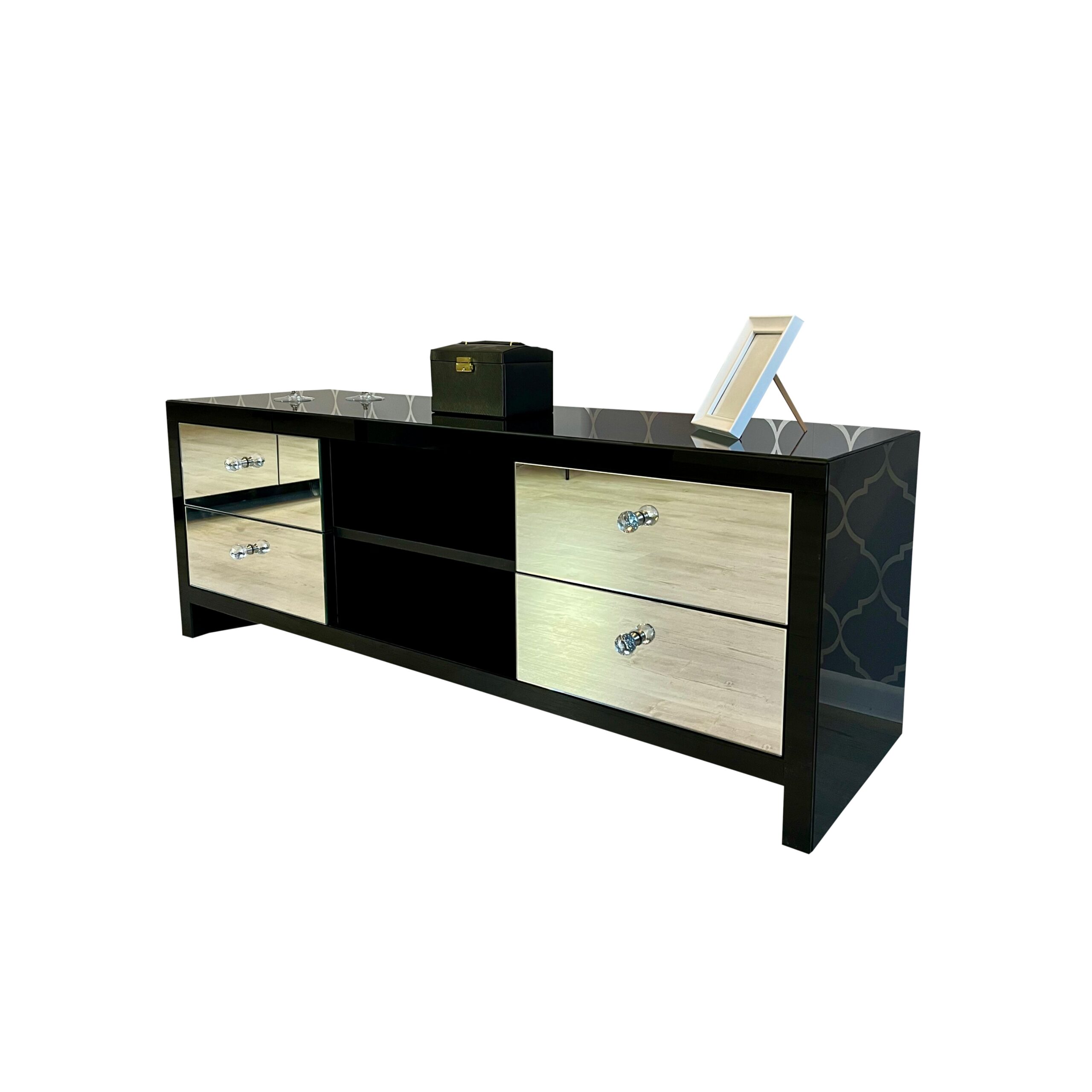 Szafka RTV GLAMOUR - GLAM PALACE II - Czarne szkło - obrazek 2