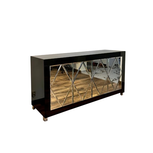 Czarna szklana komoda – lustrzane romby Glamour CASTELLOO BLACK