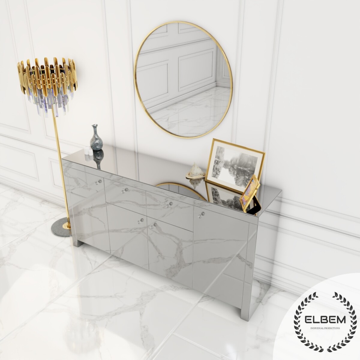 Lustrzana komoda Glamour LUNA SILVER - obrazek 3