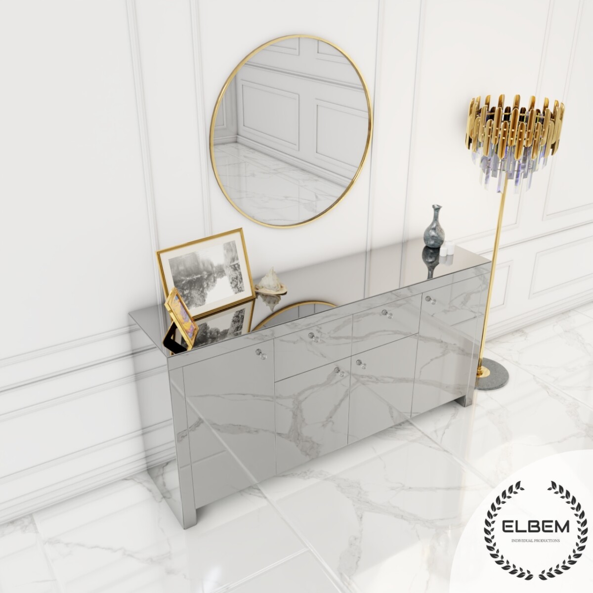 Lustrzana komoda Glamour LUNA SILVER - obrazek 5