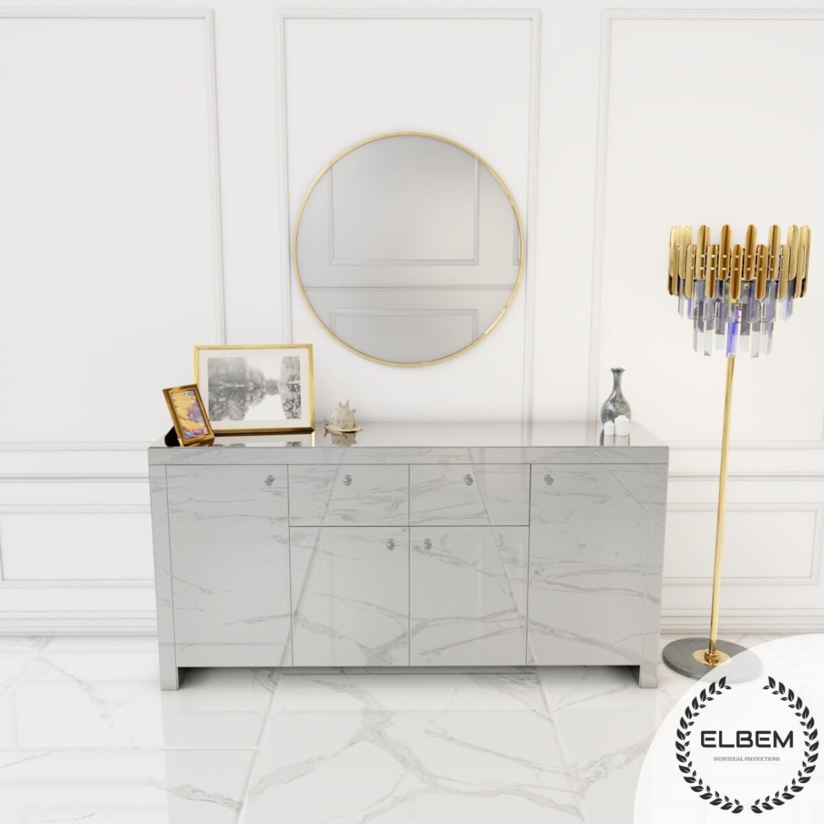 Lustrzana komoda Glamour LUNA SILVER - obrazek 4