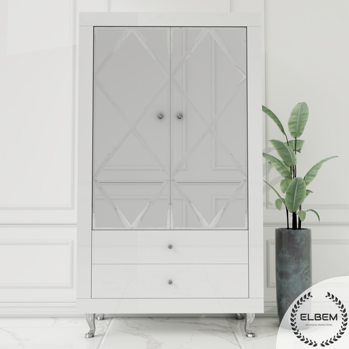 Witryna lakierowana - biały połysk Glamour SELENE - obrazek 3