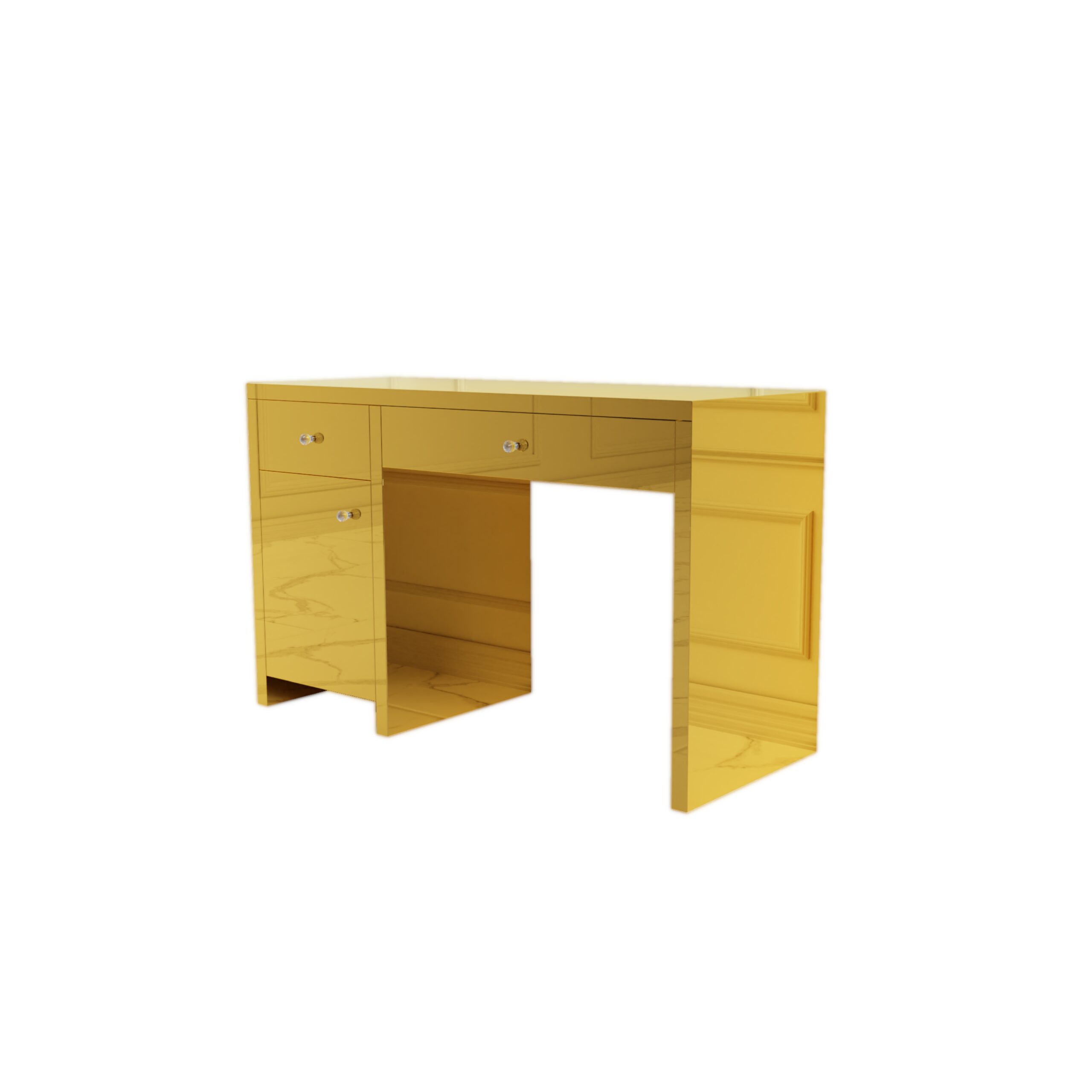 Złote lustrzane biurko Glamour LUMINA GOLD II - obrazek 2