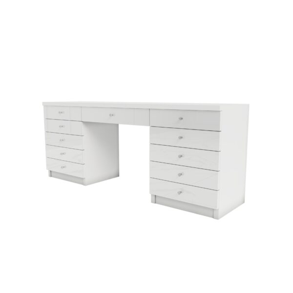 Białe biurko Glamour – szklane białe fronty BELLAMIRA WHITE