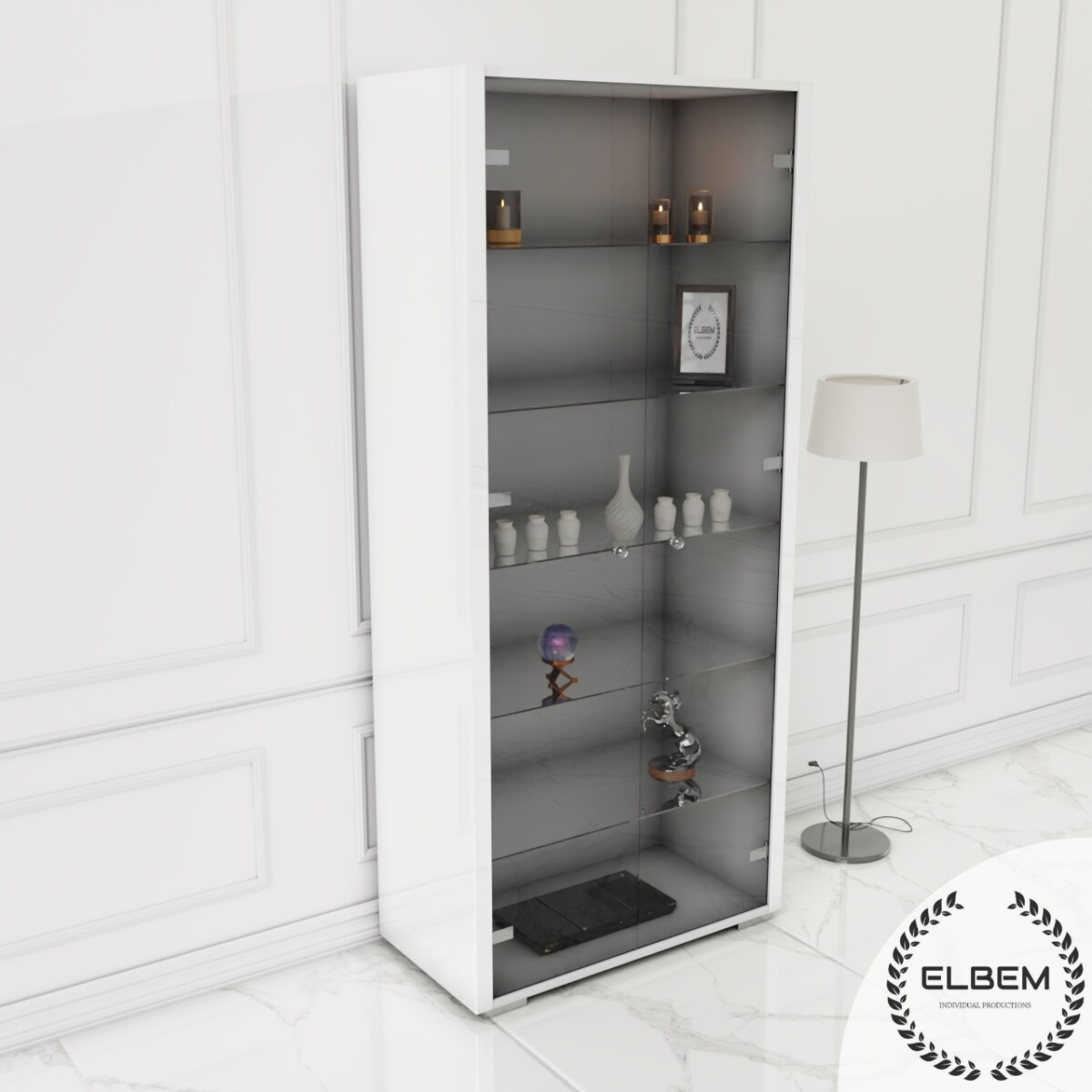 Biała szklana gablota GlamourVista - obrazek 5