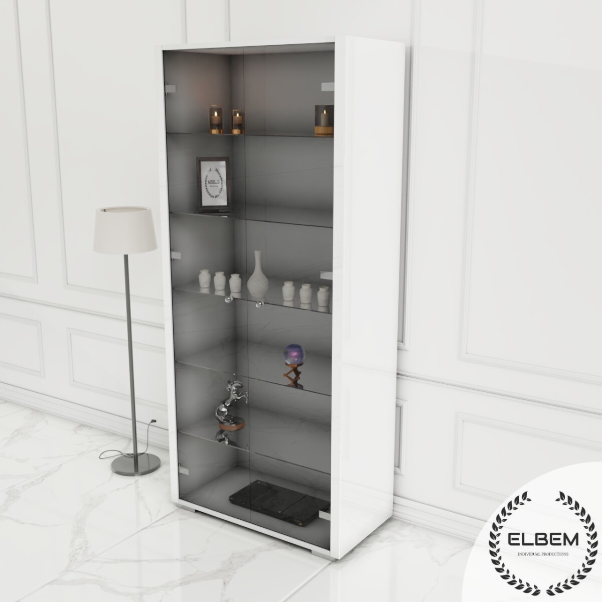 Biała szklana gablota GlamourVista - obrazek 4