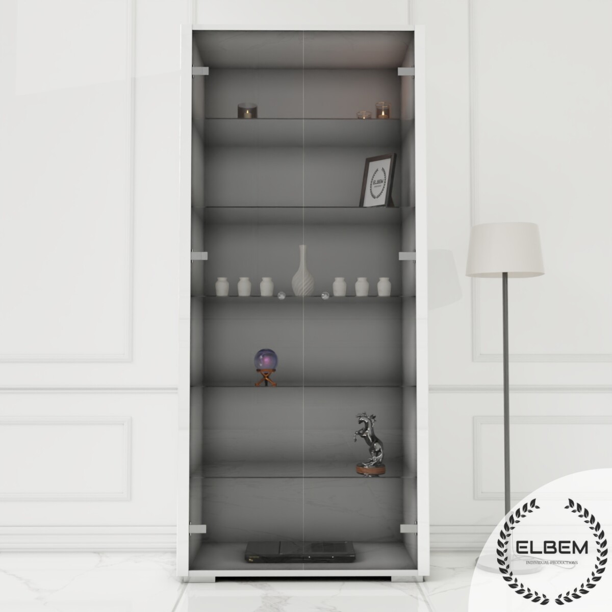 Biała szklana gablota GlamourVista - obrazek 3