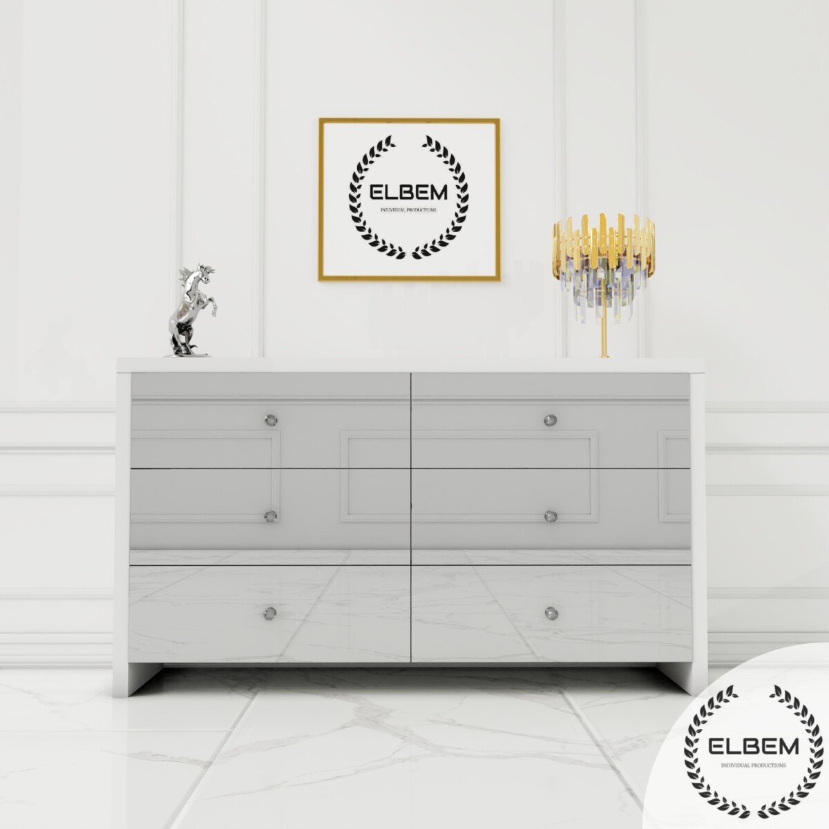 Komoda biały mat - lustrzany front MIRAGE IV - obrazek 4