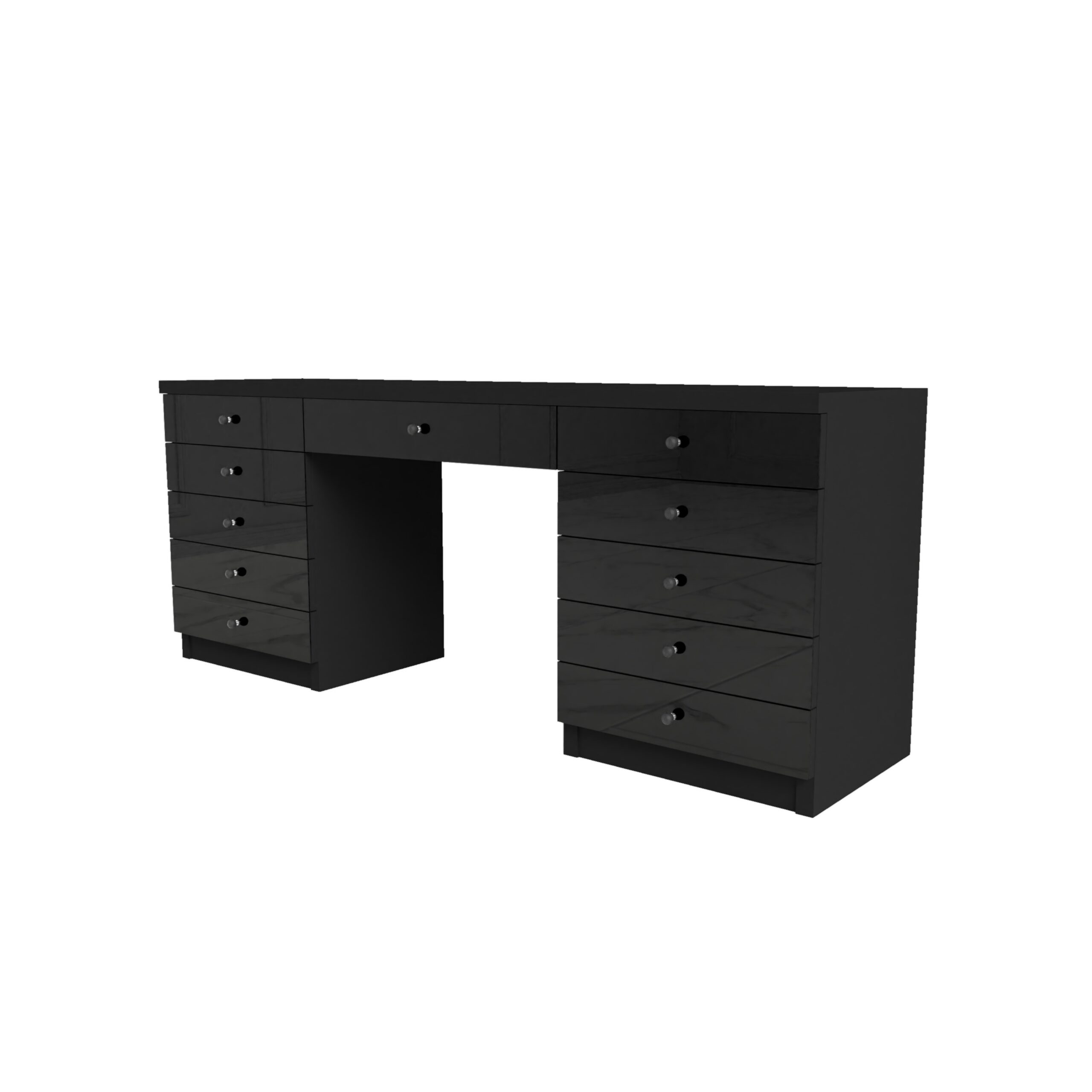 Czarne biurko Glamour - szklane czarne fronty BELLAMIRA BLACK - obrazek 2