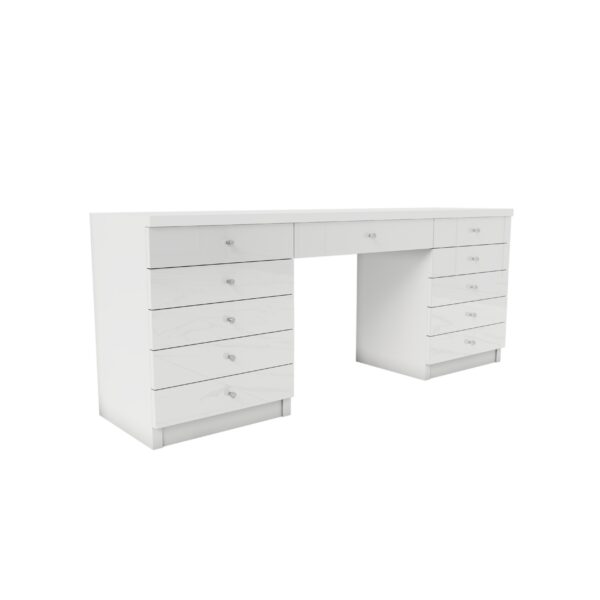 Białe biurko Glamour – szklane białe fronty BELLAMIRA WHITE