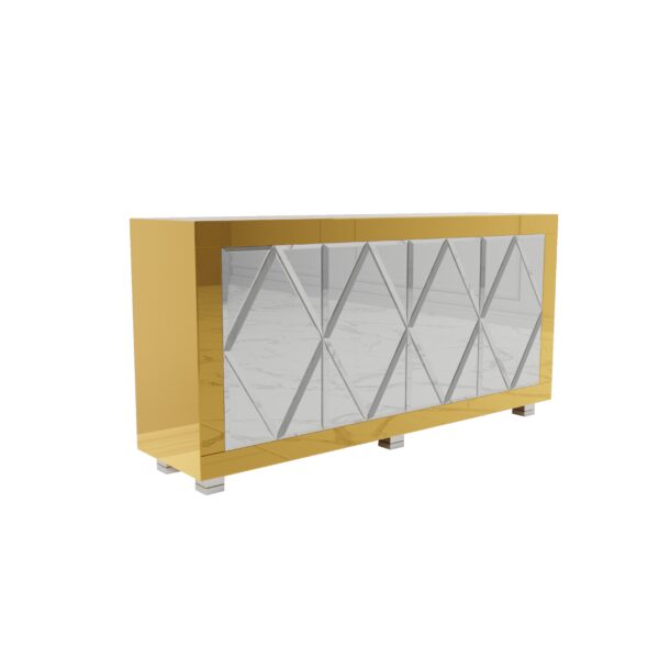 Złota lustrzana komoda z rombami Glamour CASTELLO GOLD