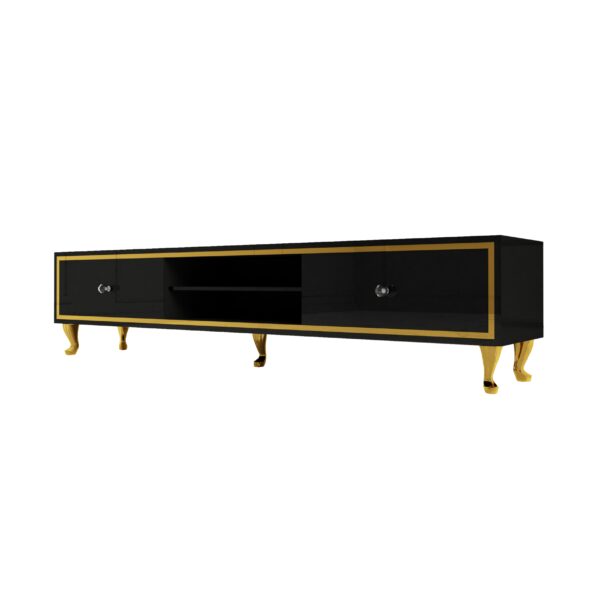 Szafka RTV GLAMOUR – HAVEN VI – Czarne szkło