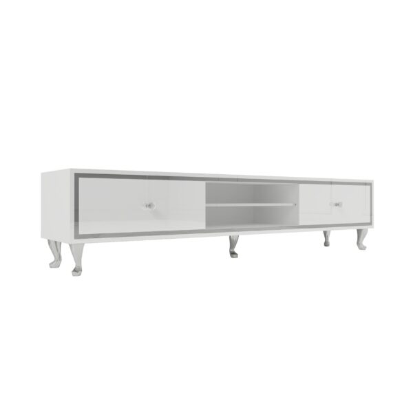 Szafka RTV GLAMOUR – HAVEN VII – Białe szkło
