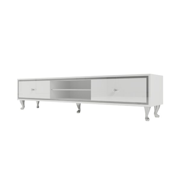 Szafka RTV GLAMOUR – HAVEN VII – Białe szkło