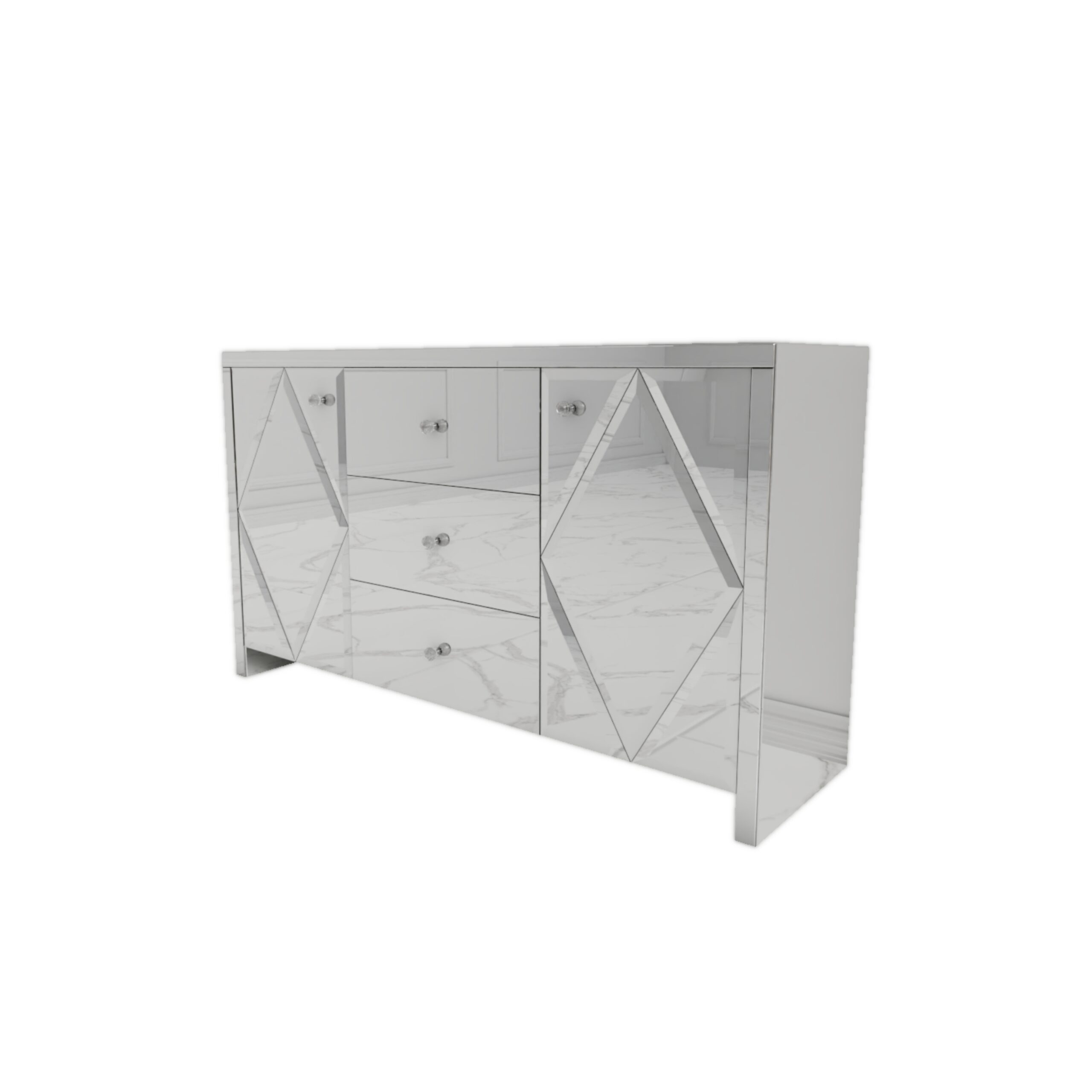 Lustrzana komoda z rombami Glamour ARIA - obrazek 2