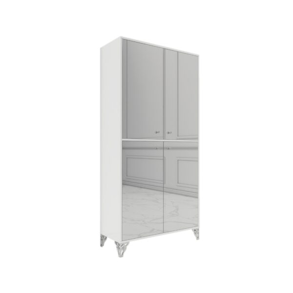 Witryna biały połysk Glamour – srebrne szklane fronty BRILLANTE SILVER