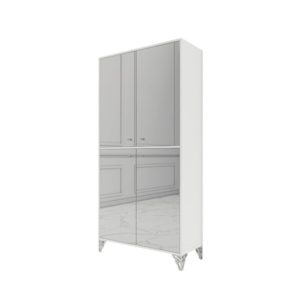 Witryna biały połysk Glamour – srebrne szklane fronty BRILLANTE SILVER