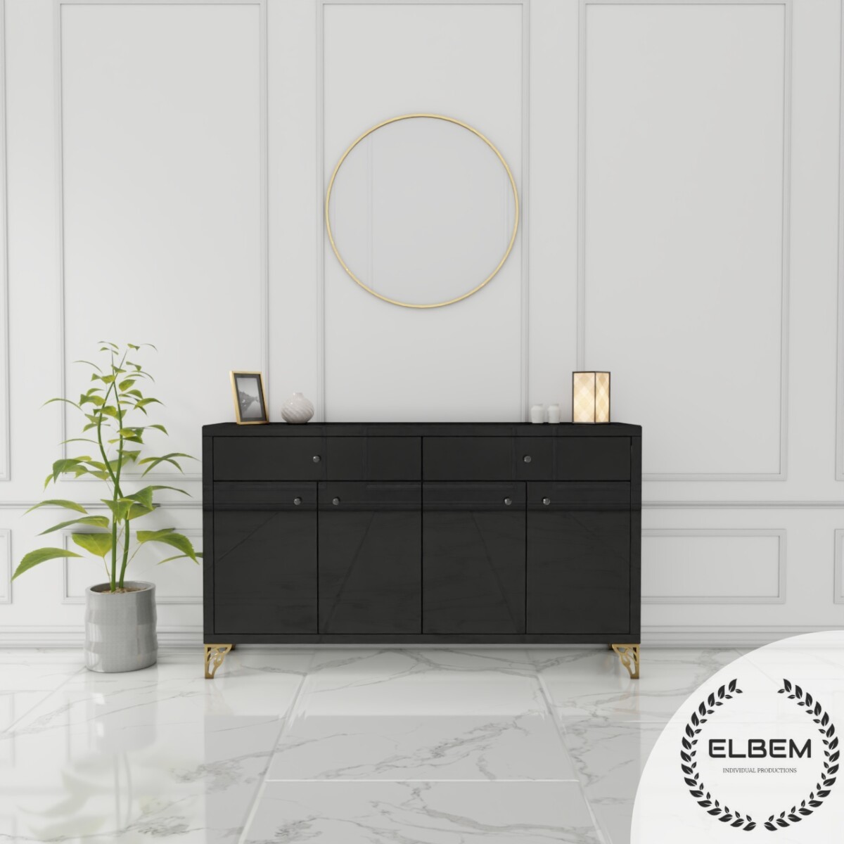 Szklana czarna komoda Glamour PALOMA BLACK - obrazek 4