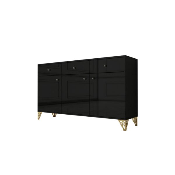 Czarna szklana komoda Glamour CARMEN BLACK