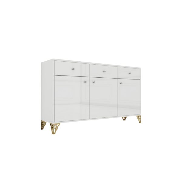 Biała szklana komoda Glamour CARMEN WHITE